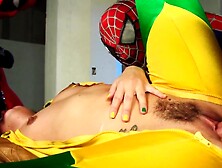 Spider-Man And Deadpool Impale Allie Haze On Their Dicks