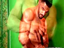 A Muscled Gay Stud Is Masturbating