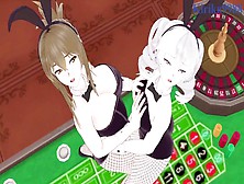 Chitose Kisaragi And Nine Engage In Intense Lesbo Play At A Casino.  - Super Robot Wars V Anime