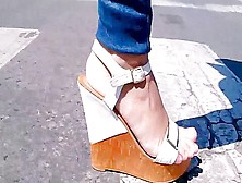 Get A Load Of This Sexy Woman In Platform Heels Walking Down The Street