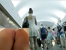 Alluring Legs Up Petticoat In The Subway