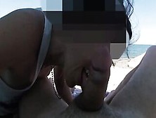 Women Blows Gigantic Penis On Beach Outdoor To Voyeur With