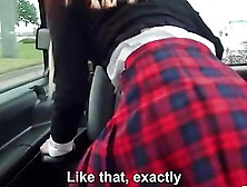 Two Cute Schoolgirls Hitchhike And Get Fucked In The Car