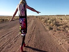 Mrs Samantha Dances To The Eagles Song Hotel California,  In The Desert Near Winslow Arizona