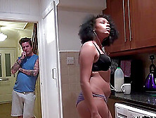 Fuck My Ebony Milf In The Kitchen And Cum In Mouht