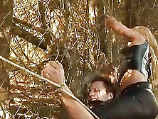 Bound Guy Tortured And Fucked By The Tranny Mistress Outdoors