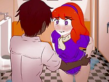 Red-Haired Daphne Takes Off Her Panties In The Toilet In Front Of An Unknown Guy Without Complexes ! Scooby-Doo.  Hentai Cartoon