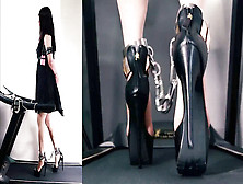 Japanese Chained Treadmill Ambling In Heels