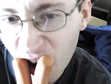 Gay-For-Pay Boy Inhales 2 Floppy Wieners