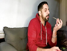 Rodrik Having Fun Very Horny,  Smoking Flower And Touching Himself Until He Squirt A Lot Of Cum,  Big Cock Cumming A Lot