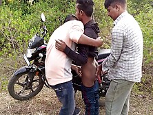Young Boy - Indian Threesome Gay Movies In Hindi - A Comes To The Forest With A Bike And Calls His Friends And Gives Them - Hind