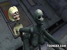 Cartoon Tube - Sexy Alien Girl Plays With A Martian's Dick