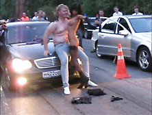 Nude Russian Stripper Lap Dance In Public