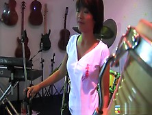 Raffie Korg Loves Music So Much She Does A Striptease In The Music Room
