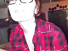 Big Glasses Swallows A Mouthful Of Cum