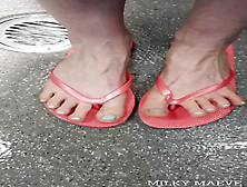 Young Babe Feet In Flip Flops After A Gym Shower - 08-05-22