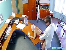 F. H Perfect Hot Blonde Gets Probed By Doctor On Reception Desk