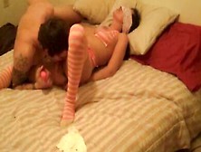 Blindfolded Gal Gets Her Pussy Licked,  Toyed And Fucked In Homemade Clip