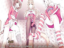 Three Adorable Anime Cuties In Christmas Outfit Enjoy A Big Dick