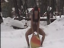 Two Sexy Teens Playing Naked In The Snow