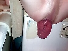 A Young Man Squatting,  Pushing And Squeezing A Sweet,  Gigantic Anal Prolapse In His Bathtub Without Anyone Watching.