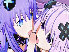 Hyperdimension Neptunia - Futa Purple Sister X Purple Heart And Adult Neptune Threesome Hentai