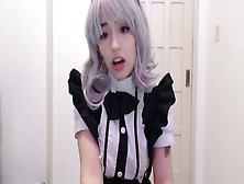 Maid Cosplay Skank Blowing And Begging To Her Boss