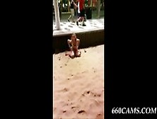 Camgirl,  Risky Public Beach Masturbation