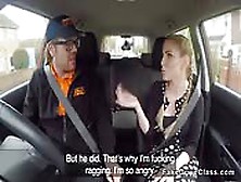 Pigtailed Busty Bangs Driving Instructor