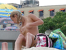 Cute Girl Topless On The Beach
