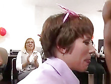 Office Girls Celebrating Birthday With Cock In Their Mouth