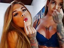 Two Gorgeous Tattooed Shemale Amateur Babes Get Nasty On Camera