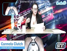News Anchor Carmela Clutch Orgasms Live On Air