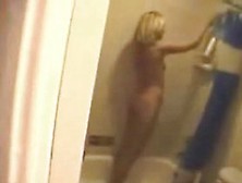 Blonde Gets A Little Taste Of His Cock In The Shower