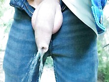 Piss Mess - 3 Times Pissing With Uncut Cock Public - Cock And Balls Out Of Jeans