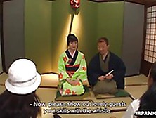 Asian Babe In A Kimono Sucking On His Erect Prick