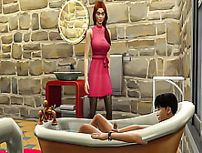 Mother Bursts Into Her Stepson While He Masturbate In The Bathtub - Mom And Son Plowed In The Bathroom
