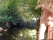 Blonde Girl Naked By The River