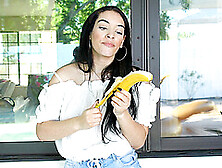 Gorgeous Violet Enjoys While Pleasuring Herself With A Banana