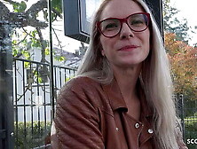German Scout Vivi Vallentine: Blond Teen In Glasses And Stockings Has Public Casting Encounter And Intense Facial