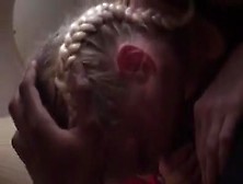 Old White Whore With Braids Swallowing Black Cock