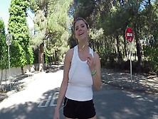 Jogging Blonde Whore With Big Natural Knockers Needs A Big Pecker