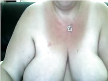 Busty Large Charming Woman Dark Brown Hair Wench Plays With Smooth Marital-Device On Web Camera