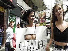 Cheating Bitch In Public Lezdom