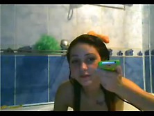 Petite Teen Takes A Bath And Smokes. Avi