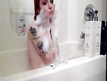 Red Haired Mom Takes A Bubble Bath-Tub And Shaves