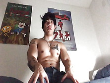 College Asian Jock Solo Flexing And Massaging Muscles