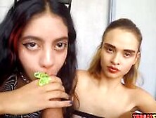 Two Petite Rave Girls Are Ready For Face Fucking By Huge Cock White Friend