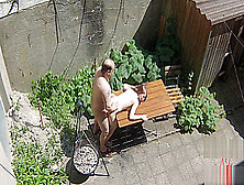 Voyeurs Filming Teen Bitch Fucking With Old Janitors On The Terrace