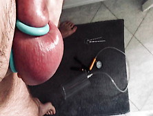My Fat Pumped Cock And Balls Sounding Cockring Oil